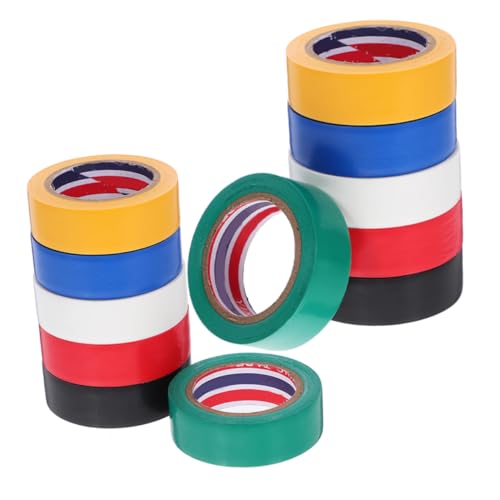 Ipetboom 12 Rollen Elektrotechniker Isolierband PVC Klebeband für Haushalts und Industrieanwendungen Farben Stark Haftend Einfach zu Verwenden für Kabelmanagement von Ipetboom