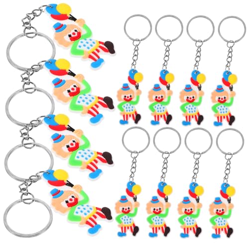 Ipetboom 12 Stück Clown-schlüsselanhänger Geldbeutel Zirkusornamente Perlen Kette Clownfigur Schlüsselanhänger Ring Schlüsselbundzubehör Netter Schlüsselbund Mini Party Reiz Metall von Ipetboom