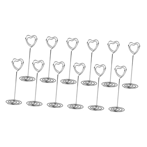 Ipetboom 12 Stück Herzförmige Tischkartenhalter Notizen Klammern für Hochzeit Party Tischdekoration Memo Foto Halter Silber von Ipetboom