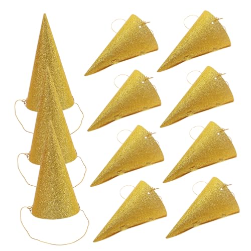 Ipetboom 12 Stück Teiliges Glitzer Partyhüte in Gold Mini Geburtstagshüte mit Design für Erwachsene Festliche Partydekoration mit Verstellbarem Band für Geburtstagsfeiern von Ipetboom