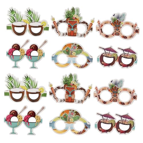 Ipetboom 12 Stück Teiliges Hawaiianische Papiersonnenbrillen Lustige Partybrille Tropisches Design für Foto Requisiten für Damen und Herren Geeignet von Ipetboom