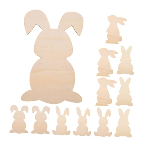 Ipetboom 12 Stück Teiliges Holz Hasen Unbemalt für DIY Basteln Natürliche Holz Bunny Ausschnitte Sichere Glatte Oberfläche Vielseitige Frühlingsdeko für Kinderzimmer und Festlichkeiten von Ipetboom