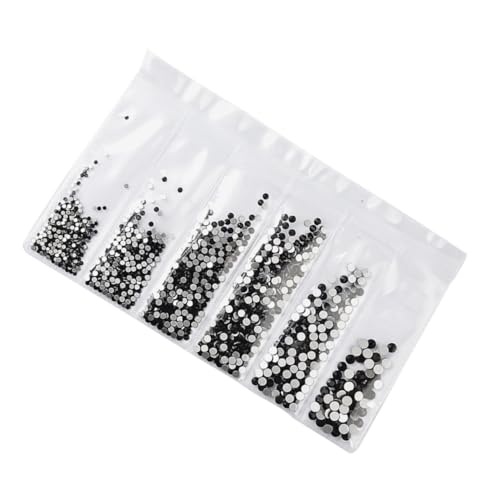 Ipetboom 1364 Stück Teiliges Strasssteine Nagelkunst Schwarz Flatback Glassteine Langlebige Maniküre Accessoires für Natürliche und Künstliche Nägel DIY Nageldesign für Frauen und Profi von Ipetboom