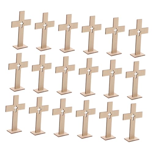 Ipetboom 18 Stück Teiliges Kleine Handgefertigte Holzkreuze zum Basteln Unbemalte Kreuz Dekoration für Tischaufsätze DIY Party und Tauf Event Centerpieces Christliches Kirchen von Ipetboom