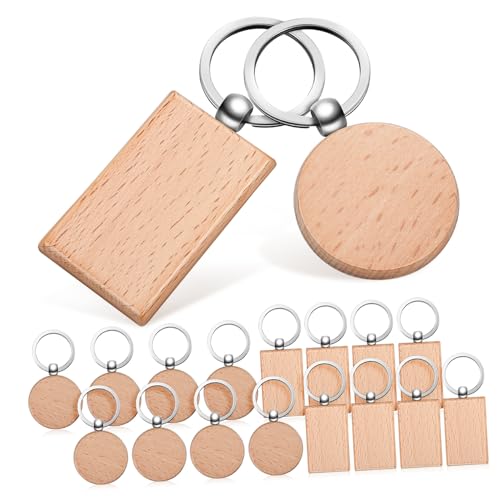 Ipetboom 18Stücke Teiliges Holz Schlüsselanhänger Blanko DIY Schlüsselring Rohlinge für Bastelprojekte Personalisierbare Holzschlüsselketten für Dekoration Ipetboom 18Stücke Teiliges Holz Schlüsselanhänger Blanko DIY Schlüsselring Rohlinge für Bastelprojekte Personalisierbare Holzschlüsselketten für Dekoration von Ipetboom