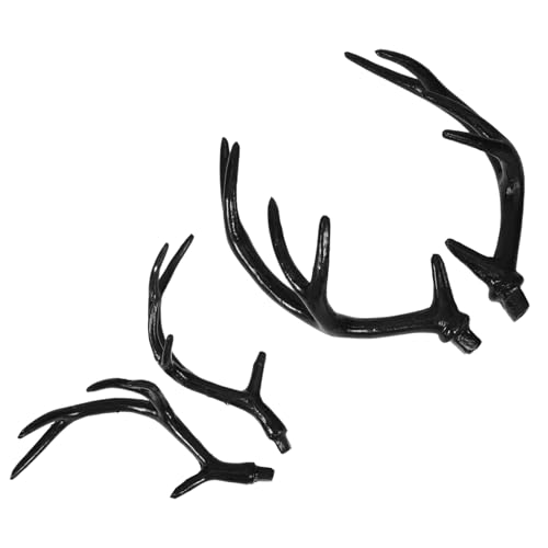 Ipetboom 2 Paare DIY Rentiergeweih Haarreif Realistische Schwarze Hirschgeweihe für Damen Leichtes und Komfortables Halloween Kostüm Zubehör Bastelset für Kreative Geweih Dekoration Party von Ipetboom