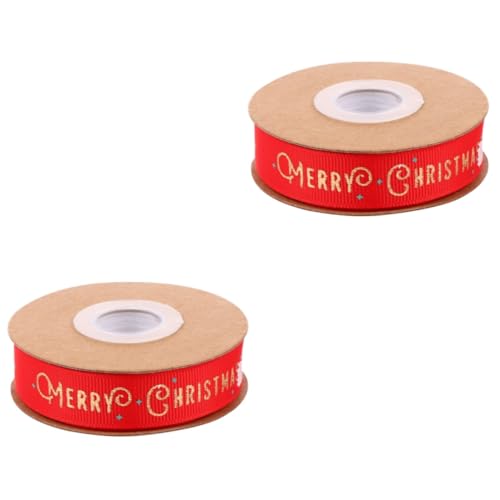 Ipetboom 2 Rollen Schleife seidenband ribbon band weihnachten bandfeile bandalette Gegenwärtig Metallband zum Einwickeln Geschenkbänder ein Verpackungsband Weihnachtsband Polyester rot von Ipetboom