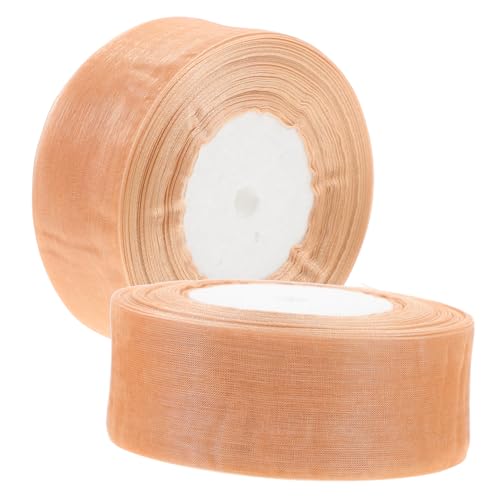 Ipetboom 2 Rollen Tüllband Geschenkband Verpackungsband Bastelband DIY Transparentes Band Hellkhaki für Dekorationen und Projekte von Ipetboom