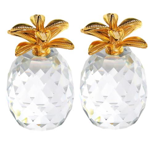 Ipetboom 2 STÜCK Kristall Ananas Dekoration Minimalistisches Frucht Ornament Fein Gearbeitete Desktop Deko für Wohnzimmer Schlafzimmer Esszimmer Modernes Tisch Mittelstück von Ipetboom