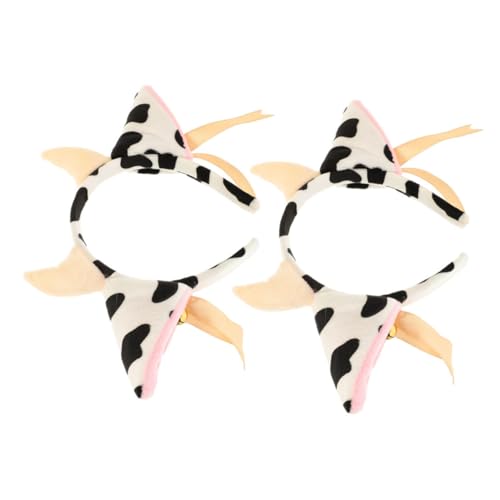 Ipetboom 2 Sätze Plüsch Kuh Ohren Haarreif mit Schleife und Glocke Kuscheliges Tier Haarband für Erwachsene Niedliches Festival und Accessoire für Halloween und Weihnachtsfeiern von Ipetboom