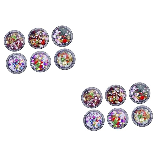 Ipetboom 2 Sätze Weihnachts-nagel-kunst-ornamente Weihnachtsdeko Nailart-strasssteine Weihnachtliche Nagelkunstdekorationen Weihnachtsnagel Strasssteine Nagelkunst-anhänger Metall 6boxen*2 von Ipetboom