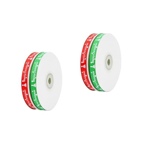 Ipetboom 2 Sätze Weihnachtsband Weißes Band Weihnachtsbänder Sackleinen Schleife Glitzerband Ribbon Bandfeile Weihnacjtsdeko Party-requisite Geschenkband Polyester Rot 2 Stücke * 2 von Ipetboom