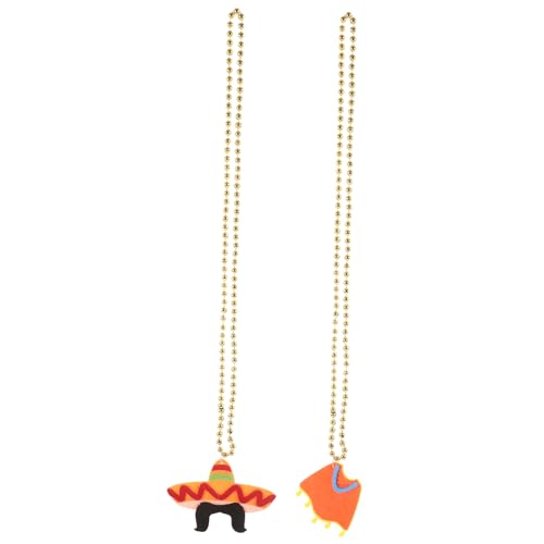 Ipetboom 2 Stück Cape Hut Halskette Lustige Fiesta Party Sombrero Fiesta Perlen Modische Halskette Cartoon Halskette Anhänger Dekorative Halskette Ornament Halskette von Ipetboom
