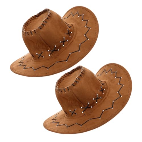Ipetboom 2 Stück Cowboyhut Westernhut mit Breiter Krempe und Verstellbarem Kinnriemen für Jungen und Mädchen Verkleidung für Cosplay und Partys Hutumfang von Ipetboom