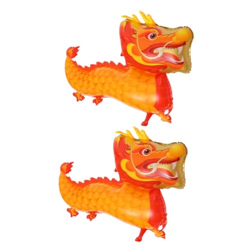 Ipetboom 2 Stück Großer Drachen Luftballon Orange Robustes Partydeko Neujahr Chinesisches Frühlingsfest Geburtstag Leicht Aufzuhängen Langlebiger Folienballon für Wand Fenster Terrasse von Ipetboom