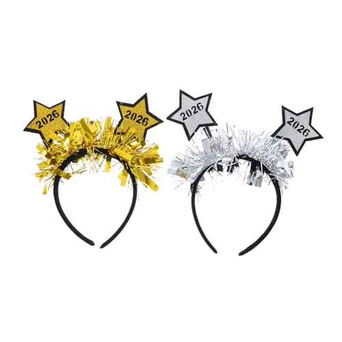 Ipetboom 2 Stück Happy Year Haarband Kopfbedeckung mit Funkelnden Sternen für Silvester Feiern und Graduierungsanlässe für Erwachsene von Ipetboom