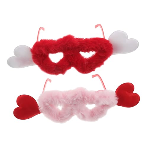 Ipetboom 2 Stück Herzförmige Sonnenbrillen Plüsch Flauschige Velvet Brille Punk Party Accessoire Valentinstag Damen Herz Eyewear Cosplay Spaß von Ipetboom