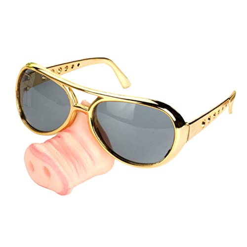 Ipetboom 2 Stück Lustige Pig Nose Partybrillen Goldfarbene Cosplay Brille mit Schweinenase Leichte und Stabile Partybrillen für Karneval Tanz und Fotorequisiten Unisex Spaß Accessoire von Ipetboom