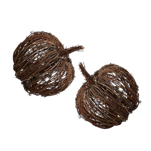 Ipetboom 2 Stück Rattan -Kürbisdekoration Kürbisdekor Rattan Kürbis- Simulation Simulation Desktop -Ornament Tischdeko Eisendraht Hellbraun von Ipetboom