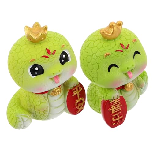 Ipetboom 2 Stück Schlangenfiguren mit Krone Chinesische Neujahrsdeko Jahr der Schlange Glücksbringer Harz Deko für Büro Zuhause Stilvolle Tischdekoration Geschenkidee von Ipetboom