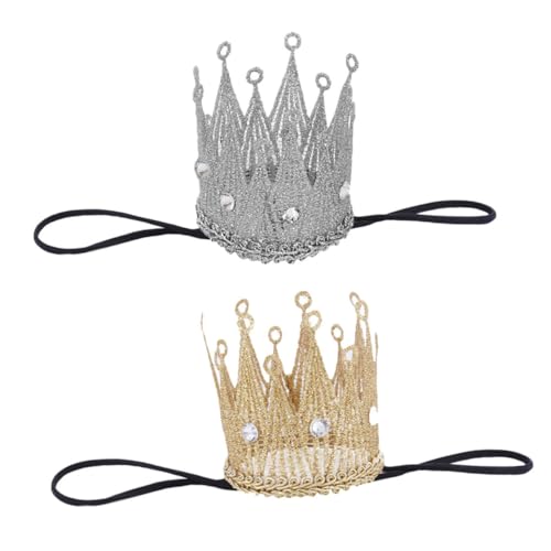 Ipetboom 2 Stück Teiliges Haarband Weiche Sichere Stirnbänder in Gold und Silber Unisex Haarschmuck für Geburtstag Fotoshooting Babygeschenk und Festliche Anlässe von Ipetboom