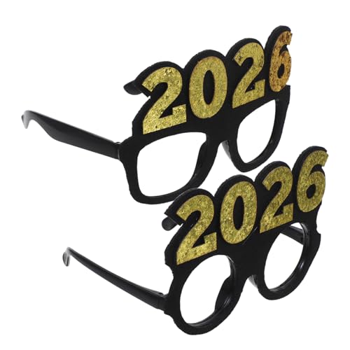 Ipetboom 2 Stück Teiliges Silvesterbrillen mit Schwarzem und Goldenem Glitzereffekt Festliche Partybrillen als Foto-requisiten und Partygeschenke für Silvesterfeiern von Ipetboom