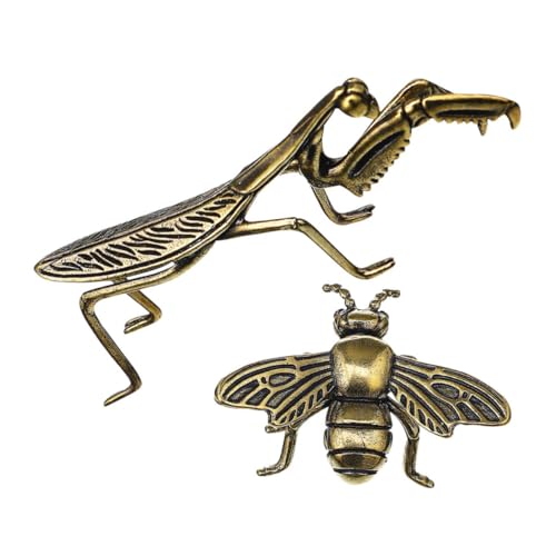Ipetboom 2 Stück Teiliges Teezubehör mit Gottesanbeterin und Bienen Miniatur Figuren Retro Desktop Ornamente aus Vintage Tischdeko für Teezeremonie und Stilvolle Wohnraumgestaltung von Ipetboom