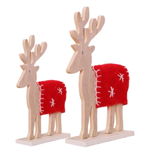 Ipetboom 2 Stück Weihnachts Elch Tischdeko Holzfiguren Handgefertigte Ornamente für Festliche Anlässe Geeignet für Schreibtisch und Zufälliger Stil von Ipetboom
