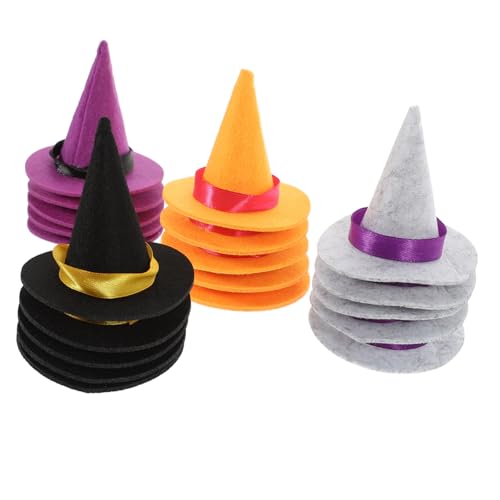 Ipetboom 20 Stück Teiliges Halloween Mini Hexenhut Kleine Deko Hüte in Schwarz und Orange Stabile DIY Partyhüte für Kuchen Weinflaschen und Puppen Einzigartige Festdekoration von Ipetboom