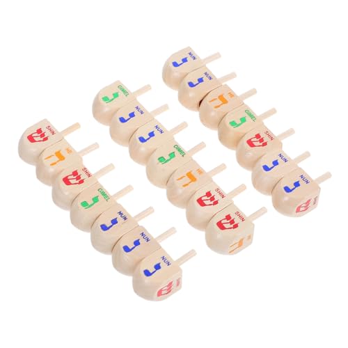 Ipetboom 20 Stück Teiliges Holz Dreidel Traditionelle Chanukka Spiele für Familienfest Handpoliert Kulturelle Feiertagsdekoration Lernspielzeug von Ipetboom