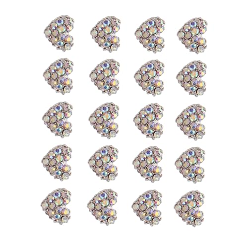 Ipetboom 20 Stück Teiliges Nageldekor Herzform Glänzende Nail Art Charms Strasssteine DIY Nagelschmuck für Maniküre und Nageldesign Geeignet von Ipetboom