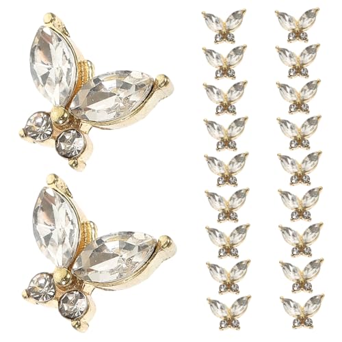 Ipetboom 20 Stück Teiliges Nail Art mit Schmetterling Charms Langlebige Maniküre Dekoration Strasssteinen Glitzernde Nail Gems für DIY und Profi Nageldesign für Frauen und Mädchen von Ipetboom