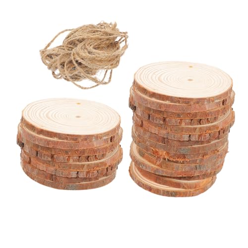 Ipetboom 25 Stück Vorgebohrte Holzscheiben Unfertige Bastelrohlinge Mit Löchern Und Jute – Ornamente Zum Erstellen Von Rustikalen Schildern Hängenden Ornamenten Und Saisonaler Dekoration von Ipetboom