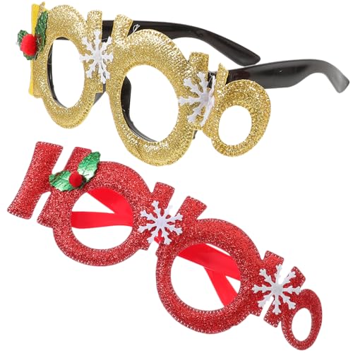 Ipetboom 2stücke Weihnachtsbrillen Für Erwachsene Und Mädchen Lustige Party-brillen Als Fotorequisiten Für Festliche Anlässe Kreative Weihnachtsgeschenke Gold Und Rot von Ipetboom