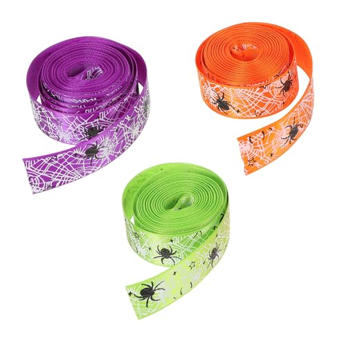 Ipetboom 3 Rollen Halloween Geschenkband Polyester Spinnennetz Motiv Zierband für Geschenkverpackung DIY Basteln Girlanden Partydeko mit Spinnenmuster für Halloween Kränze Ipetboom 3 Rollen Halloween Geschenkband Polyester Spinnennetz Motiv Zierband für Geschenkverpackung DIY Basteln Girlanden Partydeko mit Spinnenmuster für Halloween Kränze von Ipetboom