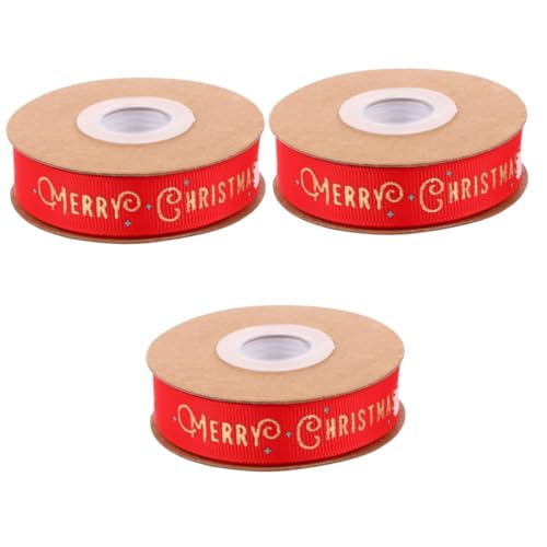 Ipetboom 3 Rollen Schleife Polyester Band umwickeln Bänder zum Verpacken Weihnachten zum Einpacken seidenband ribbon christmas dekoration weihnachtdeko Geschenkband hängendes Band rot von Ipetboom