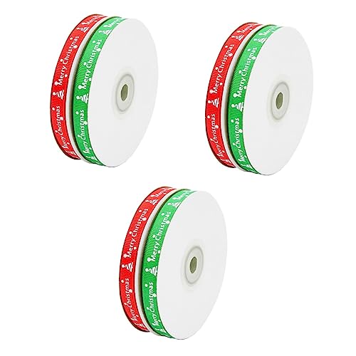 Ipetboom 3 Sätze Weihnachtsband Ribbon Bandfeile Dekorationsband Weihnachts Dekoration Weihnacjtsdeko Rotes Band Sackleinen Weißes Band Geschenkband Partybänder Polyester 2 Stücke * 3 von Ipetboom