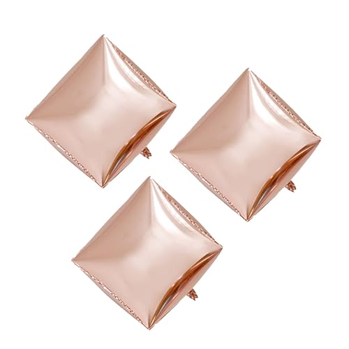 Ipetboom 3 Stück Aluminium Folienballon Roségold Quadratische Luftballons für Hochzeiten Geburtstagsfeiern und Feste für Dekorationen und Fotorequisiten von Ipetboom