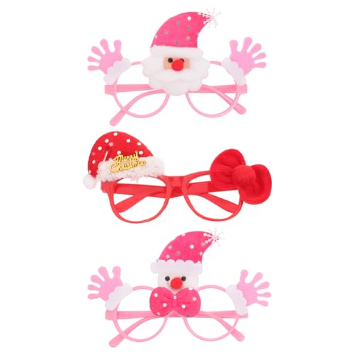 Ipetboom 3 Stück Cartoon Weihnachtsbrillen Lustige Dekorationsbrillen mit Schleifen Schneemann und Weihnachtsmann Design für Foto Requisiten und Feste von Ipetboom