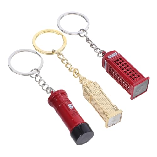 Ipetboom 3 Stück Teiliges Vintage London Schlüsselanhänger Set mit Big Telefonzelle und Postkasten Detailreiche Englische Souvenir Anhänger für Gepäck Rucksack und Taschen Dekoration von Ipetboom