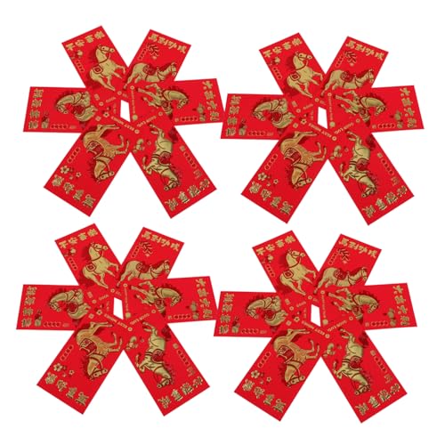 Ipetboom 30 Stück Rote Glücksgeldumschläge Jahr Des Pferdes Traditionelle Chinesische Hongbao mit Geprägten Glückwunschworten Reißfest Vielseitig für Neujahr Hochzeit Geburtstag und von Ipetboom