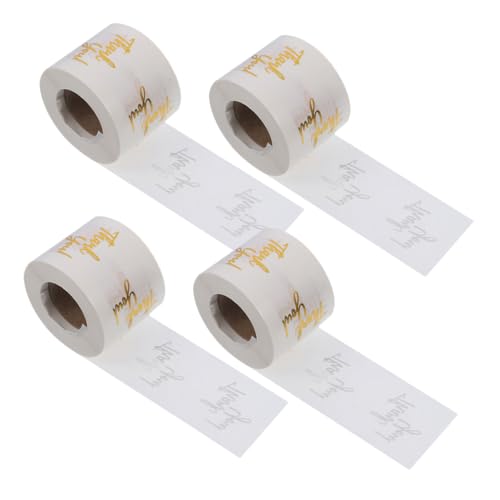 Ipetboom 4 Rollen Transparente Dankeschön Aufkleber mit Goldener Prägung Runde Etiketten für Hochzeiten Partys und Geschäftspakete von Ipetboom
