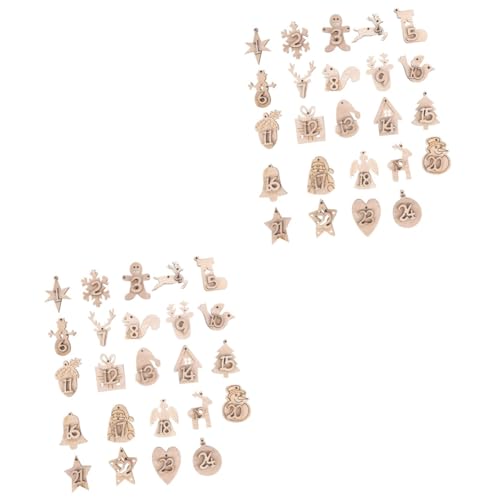 Ipetboom 4 Sätze Teiliges Holz Weihnachtskalender Anhänger DIY Countdown Zahlen zum Basteln Umweltfreundliche Wiederverwendbare Weihnachtsdeko für Baum und als Festliche Tischdeko und von Ipetboom