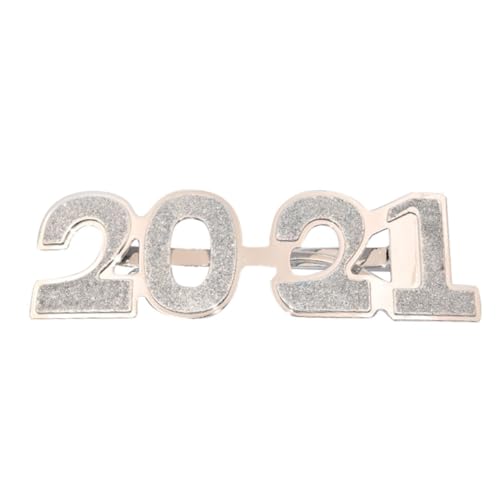 Ipetboom 4 Stück 2021 Lustige Brille Glitzernde Zahlenbrille Party Gefälligkeiten Silvester Gunst Gläser Runden 2021 Neujahrsbrille Rave-brille 2021 Partybrille Silver von Ipetboom
