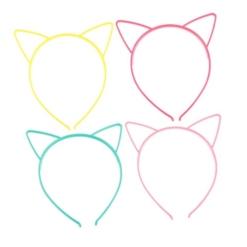 Ipetboom 4 Stück Farbiges Katzen Ohr Stirnband Halloween Stirnband Tierstirnband Aus Kunststoff Lustige Stirnbänder Für Mädchen Haarreferenz Haarband Katze Plastik von Ipetboom