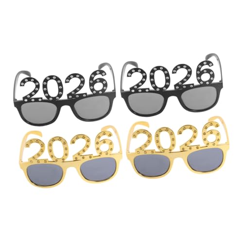 Ipetboom 4 Stück Glitzer Zahlenbrille für Neujahr und Abschlussfeier Lustige Fotorequisiten mit Funkelnden Strasssteinen für Unvergessliche Feiern von Ipetboom