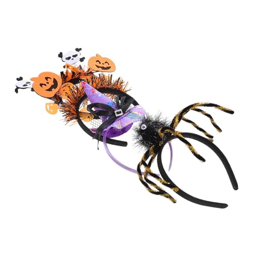 Ipetboom 4 Stück Hexenhut Stirnband Halloween Spinnenkopfschmuck Halloween Haarbänder Stirnbänder Party Haarbänder Stirnbänder Kürbis Stirnband Stoff von Ipetboom