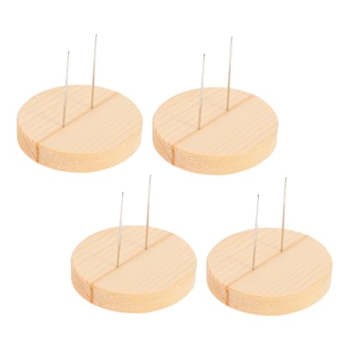 Ipetboom 4 Stück Holz Puppenständer für Nadelfilzen und Häkeln mit Doppel Metallnadeln Robuster Sockel Natürlicher Holzfarbton Stabiler DIY Displayhalter für Gehäkelte und Filzpuppen von Ipetboom