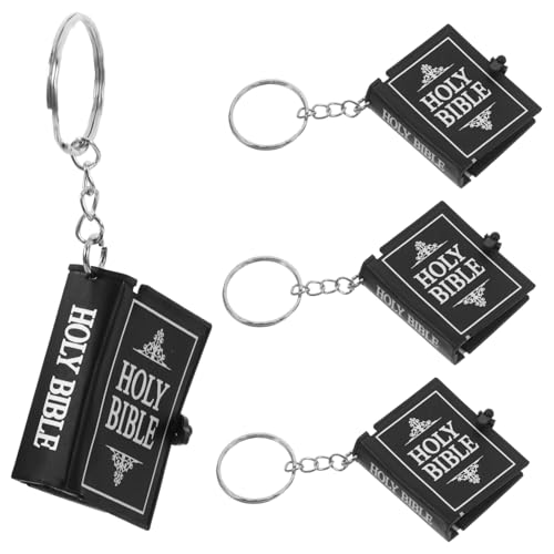 Ipetboom 4 Stück Inspirierendes Mini Bibel Schlüsselanhänger Set mit Englischen Zitaten Christliches für Taufe Babyparty Kirchenfeier und Besondere Anlässe als Souvenir und Mitbringsel von Ipetboom