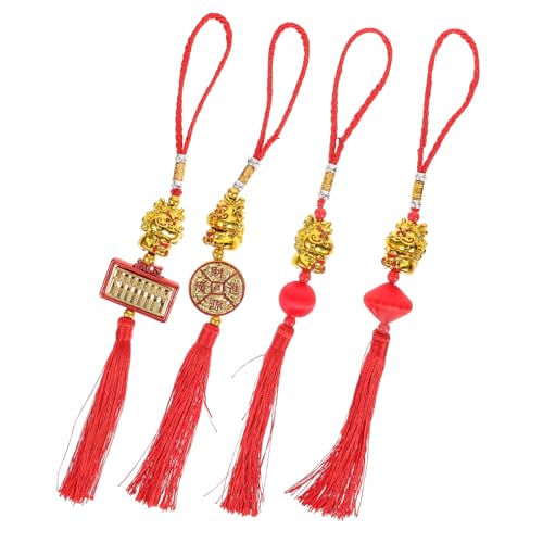Ipetboom 4 Stück Teiliges Chinesisches Neujahrs Drachen hängedekor mit Roten Quasten Traditionelle Frühlingsfest Ornamente für Tür Wohnzimmer und Bonsai Langlebig aus Polyester und Ipetboom 4 Stück Teiliges Chinesisches Neujahrs Drachen hängedekor mit Roten Quasten Traditionelle Frühlingsfest Ornamente für Tür Wohnzimmer und Bonsai Langlebig aus Polyester und von Ipetboom